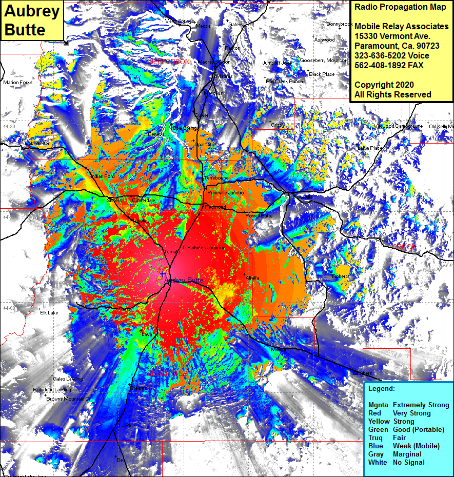 heat map radio coverage Aubrey Butte